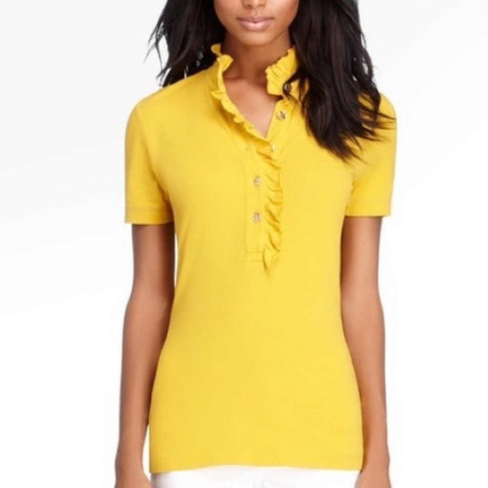 Tory Burch ruffle front polo